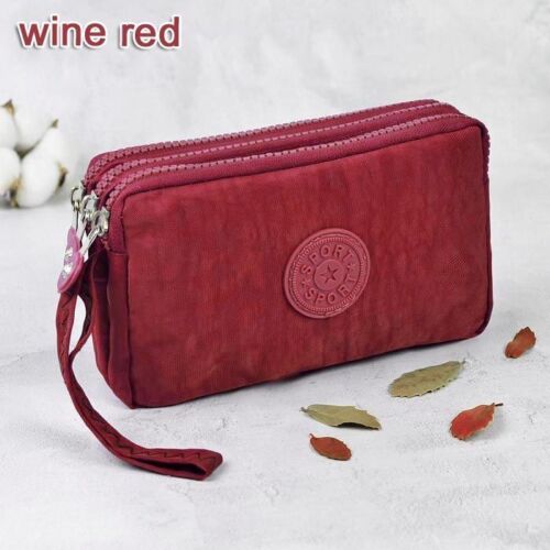 3 Zippers Purse Wallets Coin Cards Keys Money Bag Canvas Woman Handbags 15*9.5CM