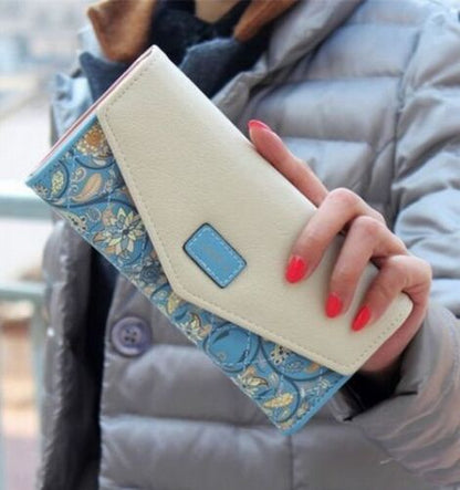 Women Wallet Coin Purse Long Clutch Bag Money Card Holder 19*9.5*3 CM Pink/Blue