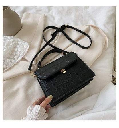 Stone Patent White Crossbody Bags Small Handbag Synthetic Leather Bag 17*21*8 CM