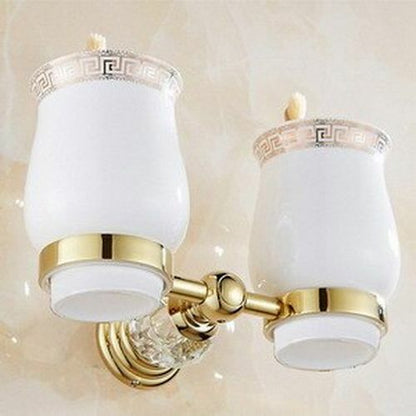 Luxury Crystal Bathroom Accessories Gold Polished Brass Wall Bath Hardware Sets