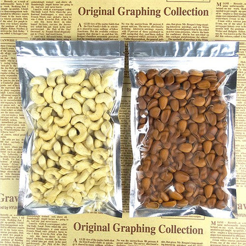 Many Different Sizes for 100 Flat Clear/Silver Foil Mylar Zip Lock Bags