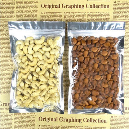 Many Different Sizes for 100 Flat Clear/Silver Foil Mylar Zip Lock Bags