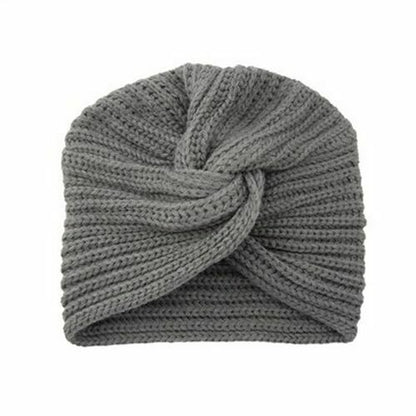 Turban Hats Women Knitted Cashmere Cross Wrap Head Hat Wool Knitting Bonnet Cap