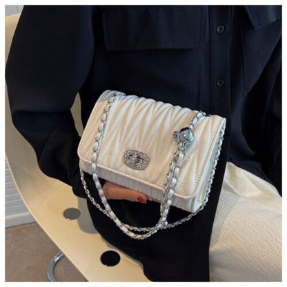 Leather Handbag Chain Handle Shoulder Messenger Bags Small Square Bag 14*20*7 CM