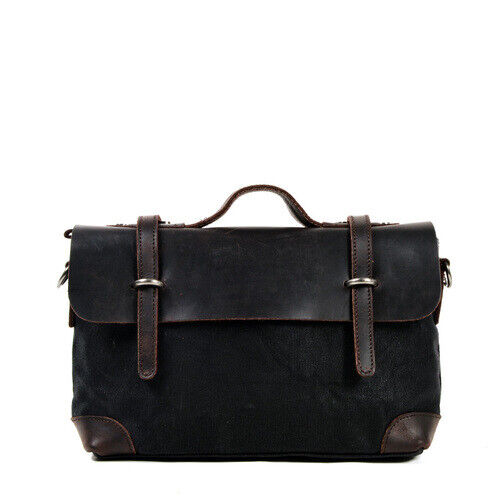 Retro Bag Canvas Leather Shoulder Messenger Portable Document Bag Knight Bag