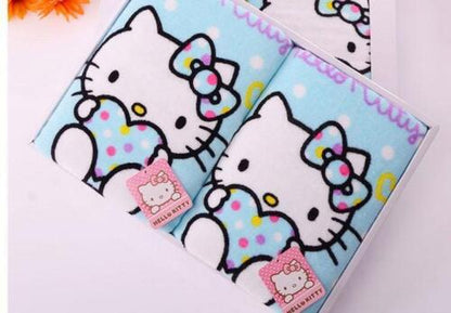 2 Piece Hello Kitty Cartoon Hand Towel Bath Towel Face Wash Cotton