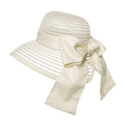 Yarn Hat Women Big Bow Feather Flower Sun Protect Hat Elegant Wedding Sea Beach