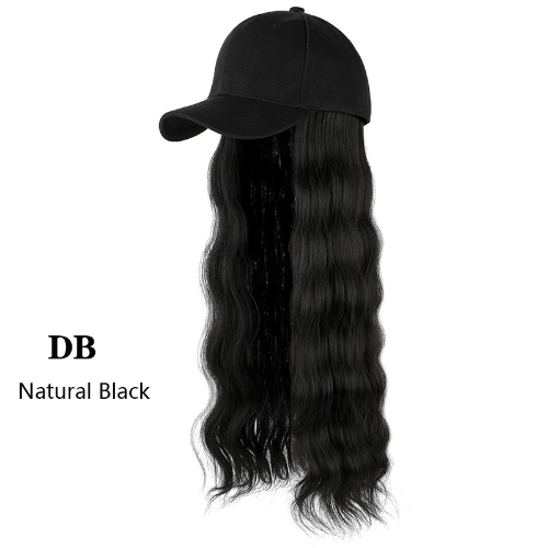 Baseball Cap Wig Kinky Straight Hat Synthetic Hair Wigs Natural Adjustable Hat