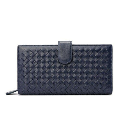 Sheep Leather Wallet Leather Woven Coin Purse Zipper Storage Bag 11*2*9.5 CM 1PC