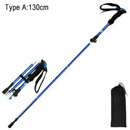Fold Trekking Pole Portable Hiking Camping Stick Telescopic Nordic Walking Stick