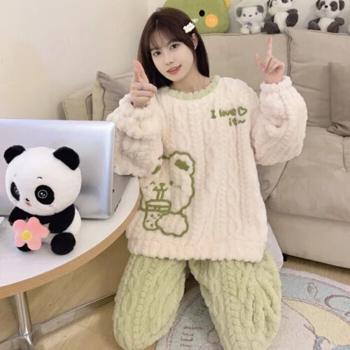 Sanrio Kuromi Cinnamoroll My Melody Anime Coral Velvet Pajamas Home Clothing Set