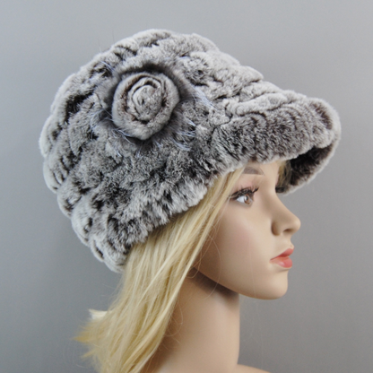 Women Winter Rabbit Fur Caps Warm Real Rabbit Fur Hats Natural Soft Knitted Hat