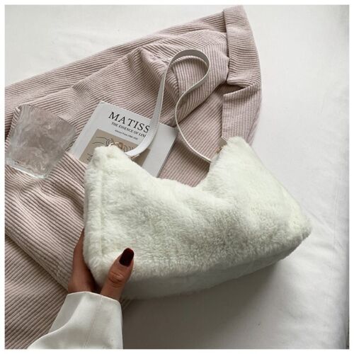 Faux Fur Shoulder Bags Small Soft Crossbody Winter Solid Luxury Warm Handbags