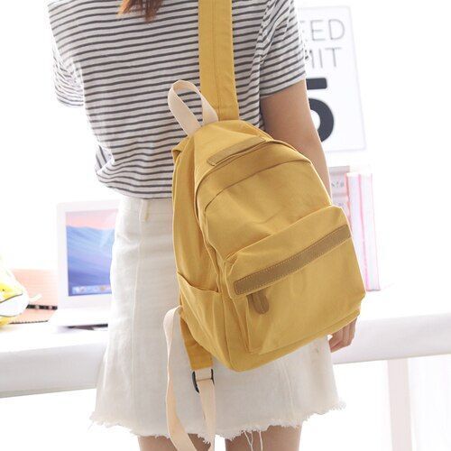 Small/Big Canvas Backpack Solid Color School Schoolbag Traveling Shoulder Bags
