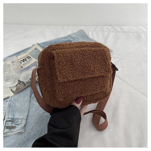 Shoulder Bag Vintage Lamb Wool Crossbody Messenger Travelling Purse 21*16*10 CM