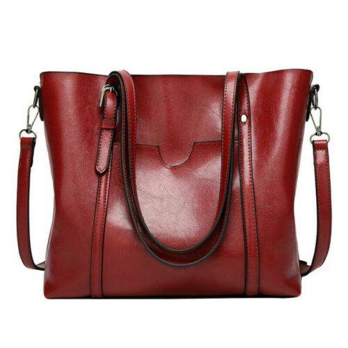 Women's Large Retro Handbag PU Leather Shoulder Bag Purse Messenger Tote Satchel