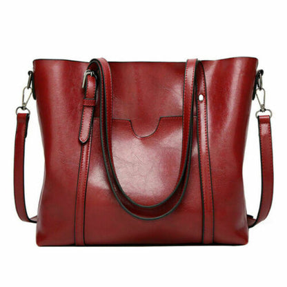 Women's Large Retro Handbag PU Leather Shoulder Bag Purse Messenger Tote Satchel