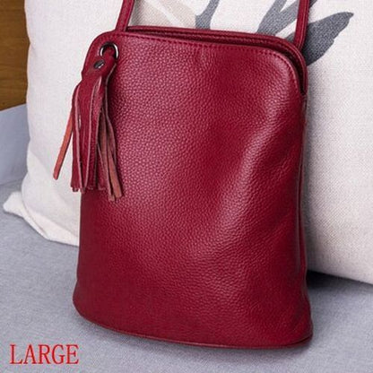Genuine Leather Tassel Crossbody Bag Small Shoulder Purse Money Messenger Bags