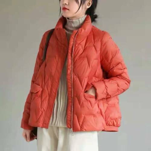 Womens Korean Fashion Duck Down Puffer Jacket Stand Collar Parka Winter Outwear