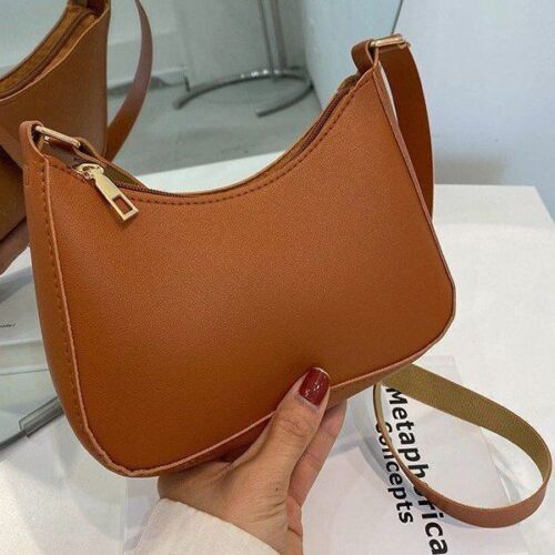 Fashion Handbags Retro Leather Temperament Shoulder Underarm Bag Baguette Shape