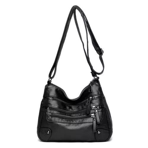Women's Cross Body Messenger Bag Fashion Pu Leather Wide Shoulder Strap Handbag
