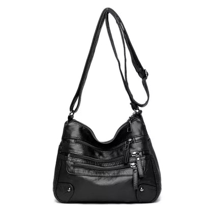 Women's Cross Body Messenger Bag Fashion Pu Leather Wide Shoulder Strap Handbag