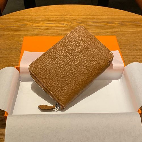 Genuine Leather Coin Bag Zipper Multi Card Pocket Wallets Purses Cotton Orange