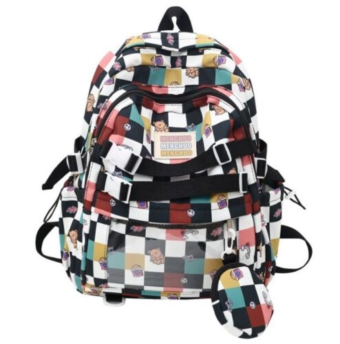 Cartoon Backpack Two Piece School Student Bag 31*13*42CM Canvas Zipper Blue Pink