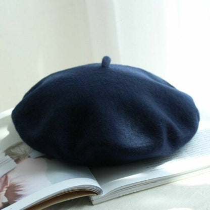 Berets Hat 100% Pure Wool French Artist Women Painter Vintage Warm Walking Cap