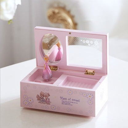 Music Box Plastic Ballerina Home Decoration Clockwork Jewelry Storage 7.5x10x6cm