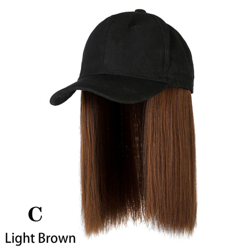 Baseball Cap Wig Kinky Straight Hat Synthetic Hair Wigs Natural Adjustable Hat