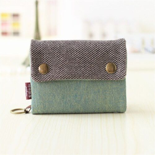 Handmade 3 Fold Fabric Wallet Short Zipper Purses Multi-function Bag Card Holder