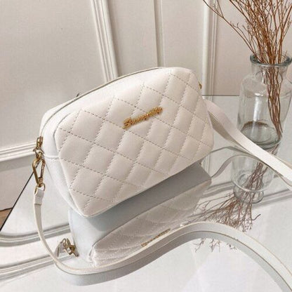 Simple Style Small Shoulder Bag Solid Color Leather Wide Strap Crossbody Handbag