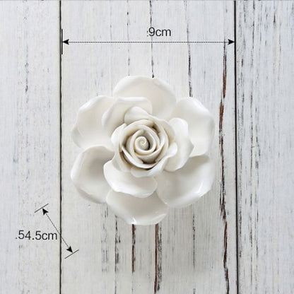 White Flower Wall Stickers Modern 3D Ceramic Decoration TV Background Art Murals