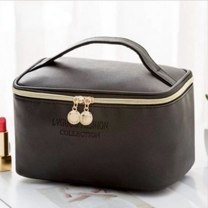Large Cosmetic Bag Synthetic Leather Waterproof Zipper Makeup Traveling Case 1PC