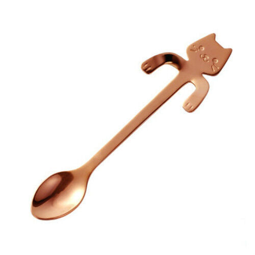 Tea & Coffee Spoon Food-grade Stainless Steel Cat Handle Scoop Drinking Flatware