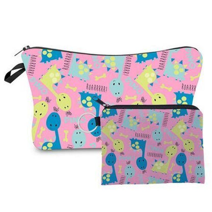 2 PCS Makeup Bag Animal Pattern Cosmetic Bag Set Women Combination Organizer Bag