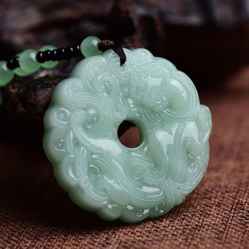 Natural Jade Handcarved Pi Xiu Pendant Amulet Auspicious Necklace Jewelry