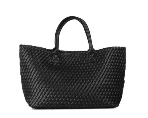 Candy Color Woven Tote Bag Fashion One Shoulder Bag Large Handbag Shopping Bags