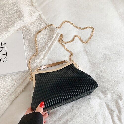 Handbag Handle Pleated Shell Bag Women Clutch Purses Crossbody Bag