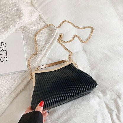 Handbag Handle Pleated Shell Bag Women Clutch Purses Crossbody Bag
