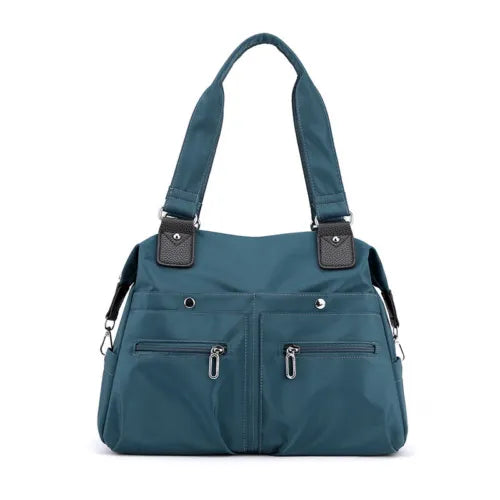 Large Capacity Lightweight Waterproof Multi-Pocket Nylon Shoulder Bag w/Zipper