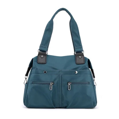 Large Capacity Lightweight Waterproof Multi-Pocket Nylon Shoulder Bag w/Zipper