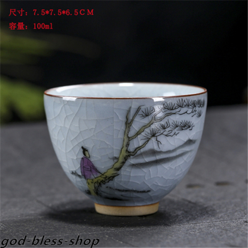 Ruyao Master Cup Crackle Glaze Handpainted Tea Cup 100ml Chinese Kungfu Tea Cups