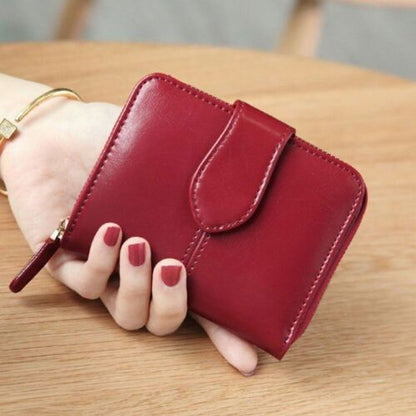 Leather Wallet Women Short Mini Clutch Purse Coin Pocket Credit Card Holder Bag