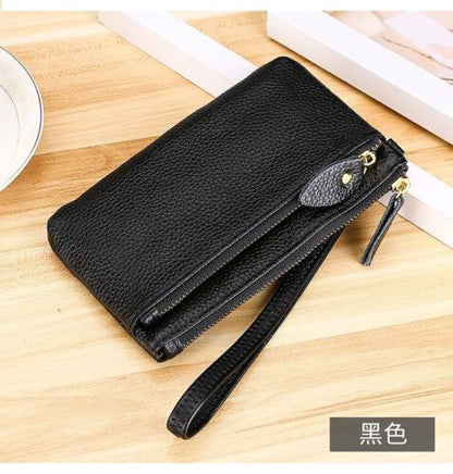 Genuine Cow Leather Wrist Strap Purse Handbag Versatile 17.5*10*0.8 CM Polyester