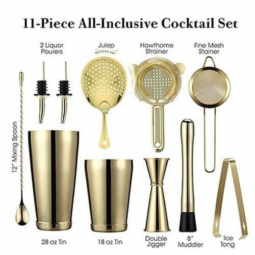 11Piece Cocktail Shakers Bar Sets Stainless Steel Bartender Tool Wine Mixer Kits