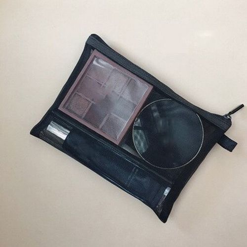 1PC Makeup Bag Cosmetics Mesh Black Pencil Case Women Tool Kit Bag Storage Pouch