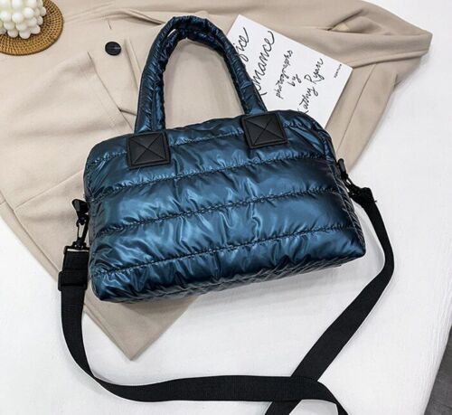 Cotton Messenger Bag Black Padded Handbag Large Shoulder Handbag 33*12*21 CM Bag