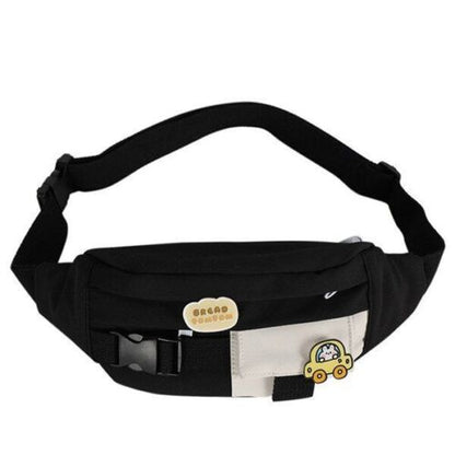 Waist Bag Canvas Leisure Solid Color Fanny Pack Cute Crossbody Chest Bag 35*14*8